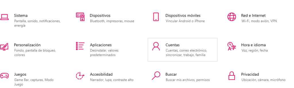 cambiar contraseñas windows 10