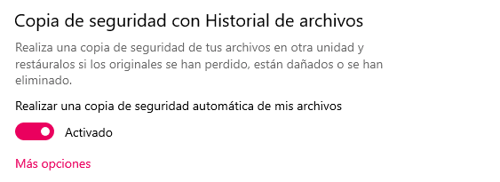 copia de seguridad en Windows 10