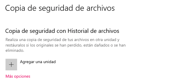 copia de seguridad en Windows 10