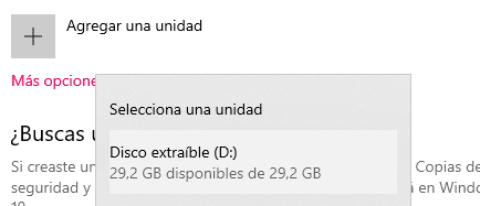 copia de seguridad en Windows 10