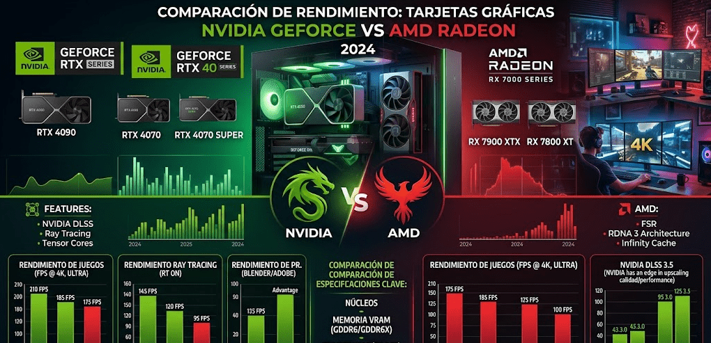Comparación de rendimiento entre tarjetas gráficas NVIDIA y AMD